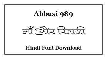 abbasi 989 Hindi Font Download